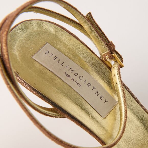 Stella McCartney Bronze Glitter Strappy Heels Sz 9.5 / 40 IT Evening Wedding Y2K - Picture 7 of 10